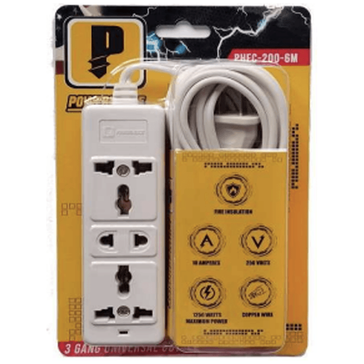 Powerhouse Electric Extension Cord 3 Gang Universal Outlet - KHM Megatools Corp. Powerhouse Electric Extension Cord 3 Gang Universal Outlet - KHM Megatools Corp.